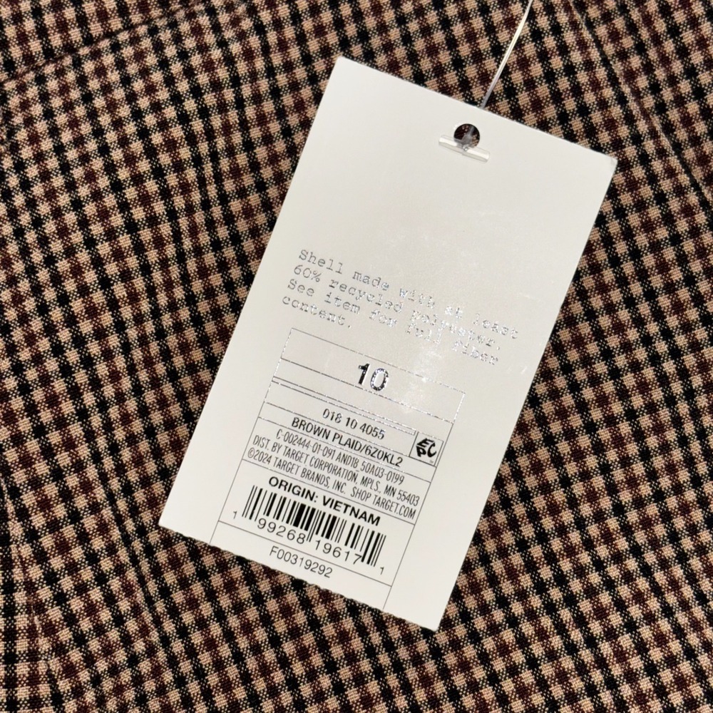 A New Day Womens High Rise Ankle Pants Brown Gingham Plaid Stretch Size 10 - Picture 12 of 13